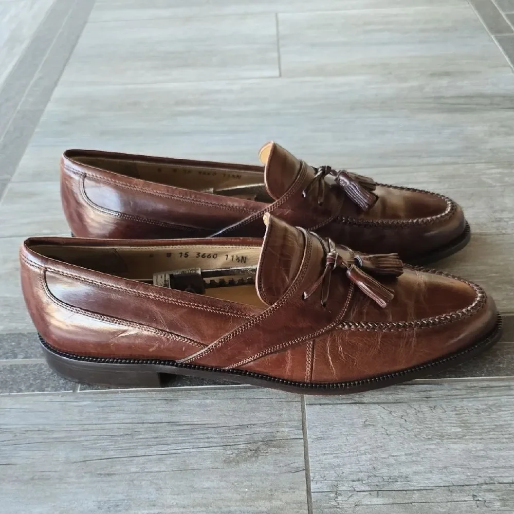 Johnston & Murphy Dark Brown Leather Tassel Loafers